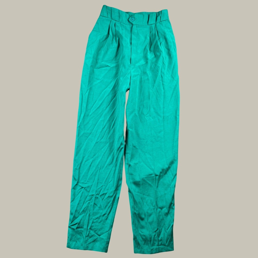 Vintage Fundamental Things Trousers Pants Womens 10 Teal Pleated High‎ Waist 80s
